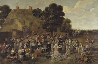 Mariage villageois et festin en plein air - Matheus van Helmont